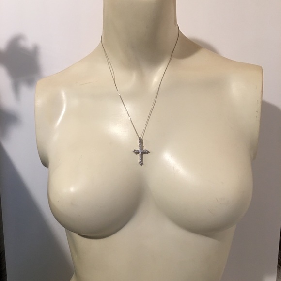 14k white gold cross necklace neo gothic silver - Picture 6 of 8